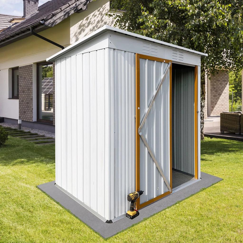 White and Yellow Metal Garden Sheds W971771