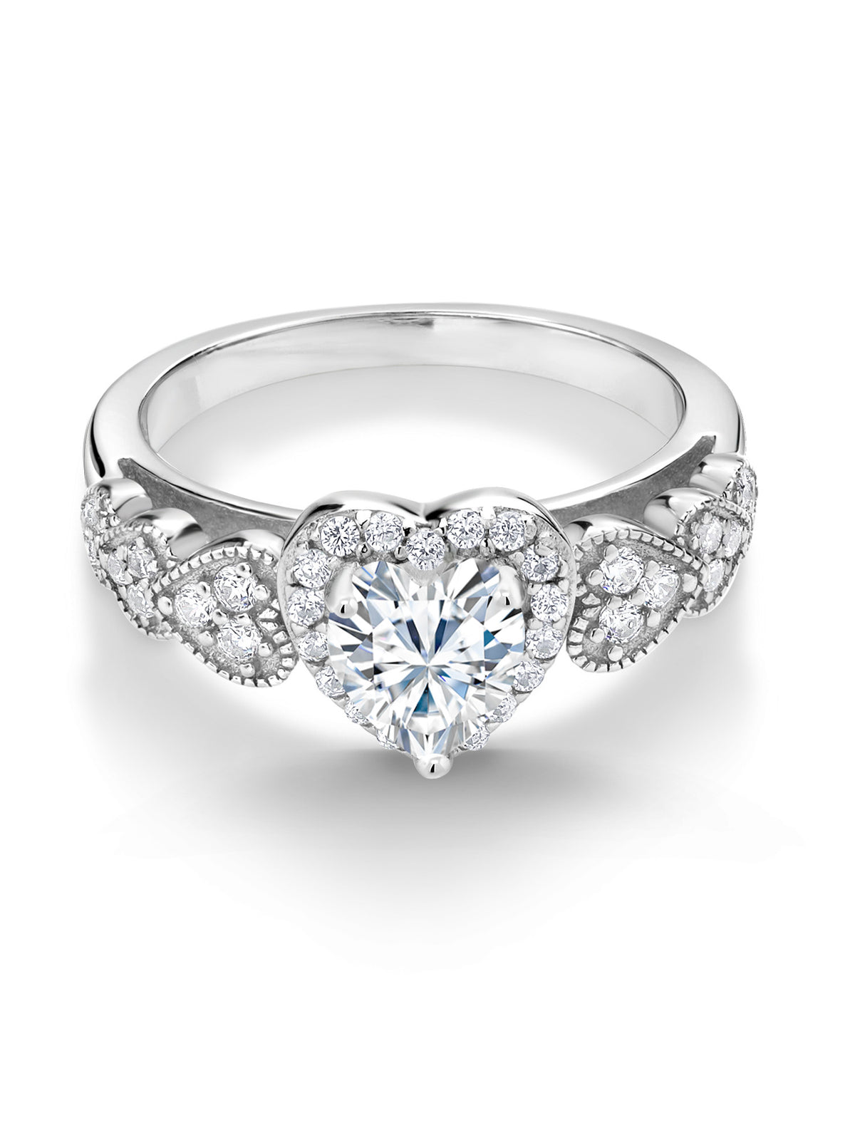 925 Sterling Silver White Moissanite Engagement Ring N1563