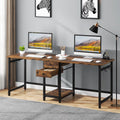 78 Inch Double Working Desk with 2 Drawers and Shelf Q581