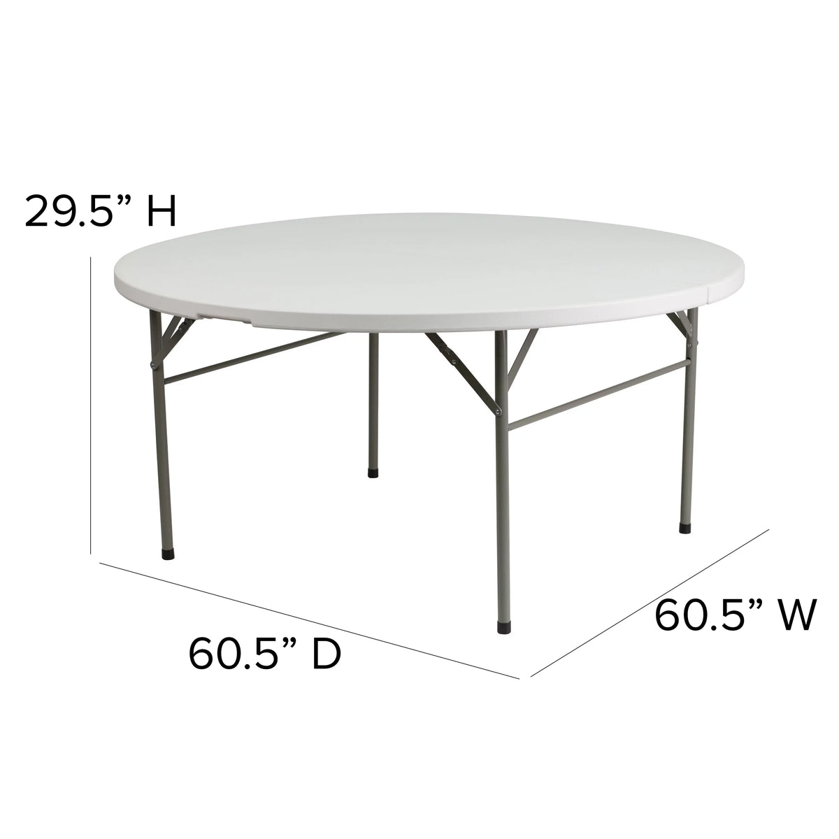 5-Foot Round Bi-Fold Granite White Plastic Folding Table with Carrying Handle F14439