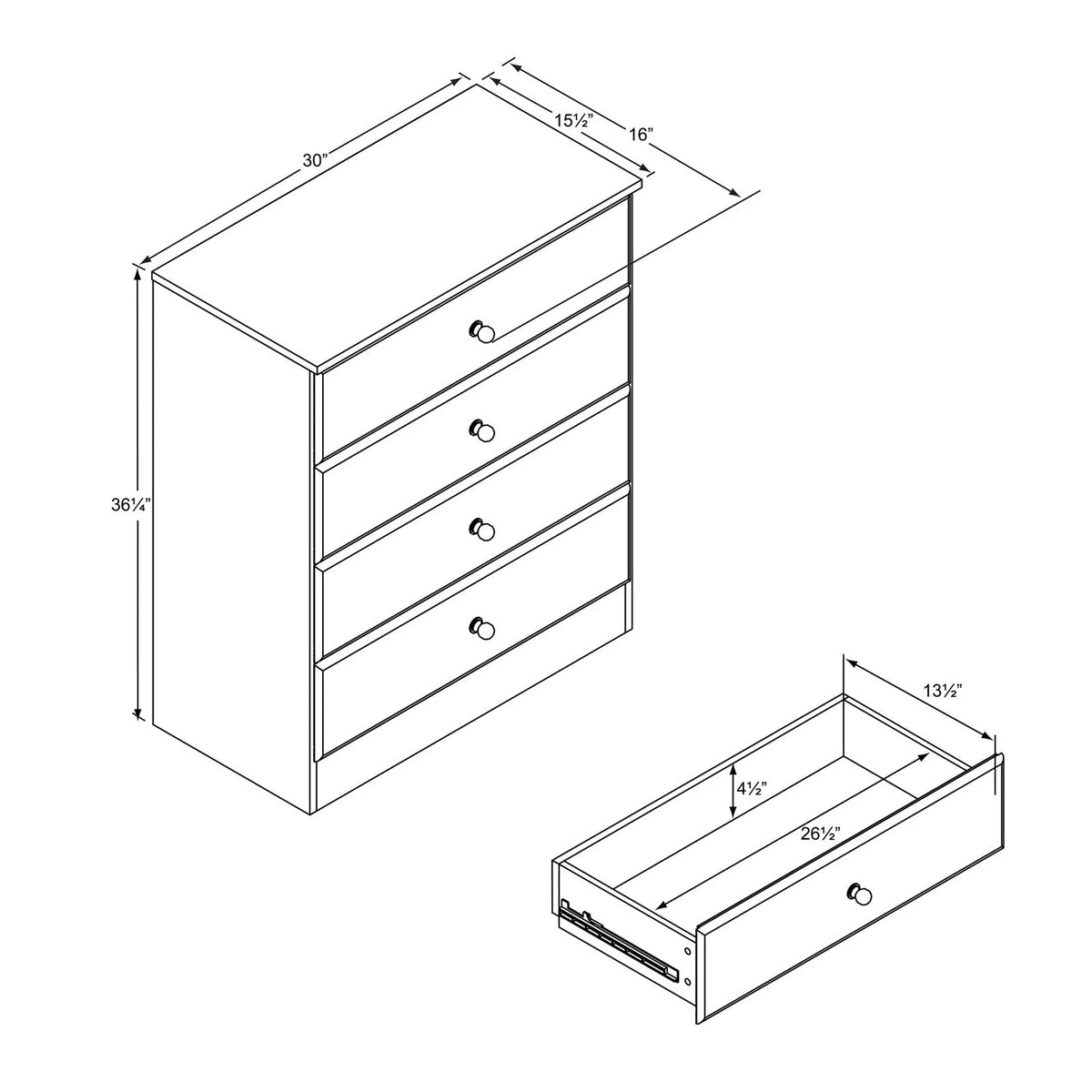 4 Drawer Dresser W895