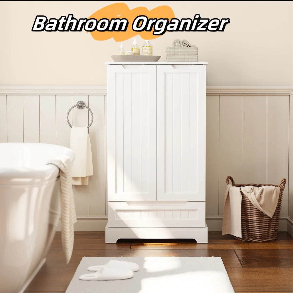 White Kitchen Storage Cabinet with 2 Doors and 1 Drawer Q301814