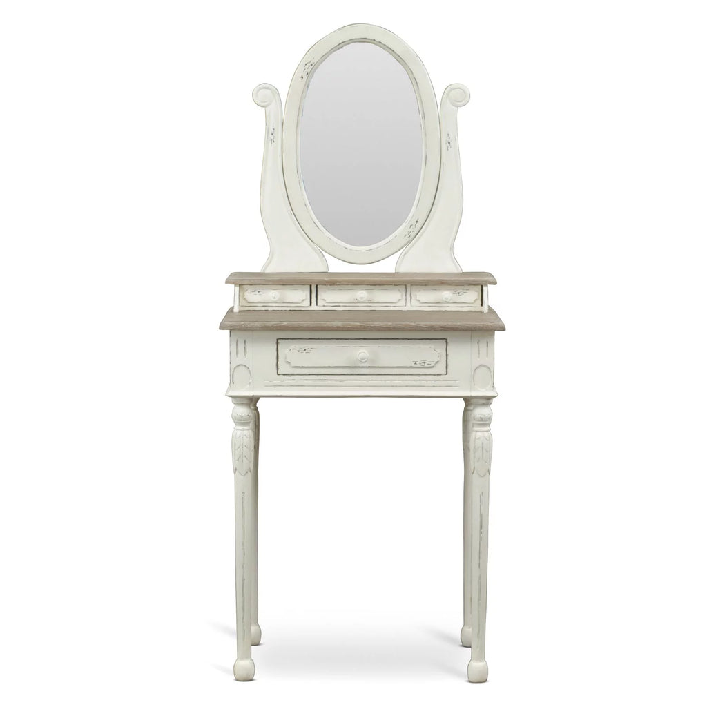 White and Natural Bedroom Vanity Table W3314