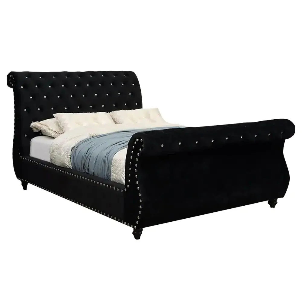 Black Solid Wood Queen Bedroom Set 6pcs G5802