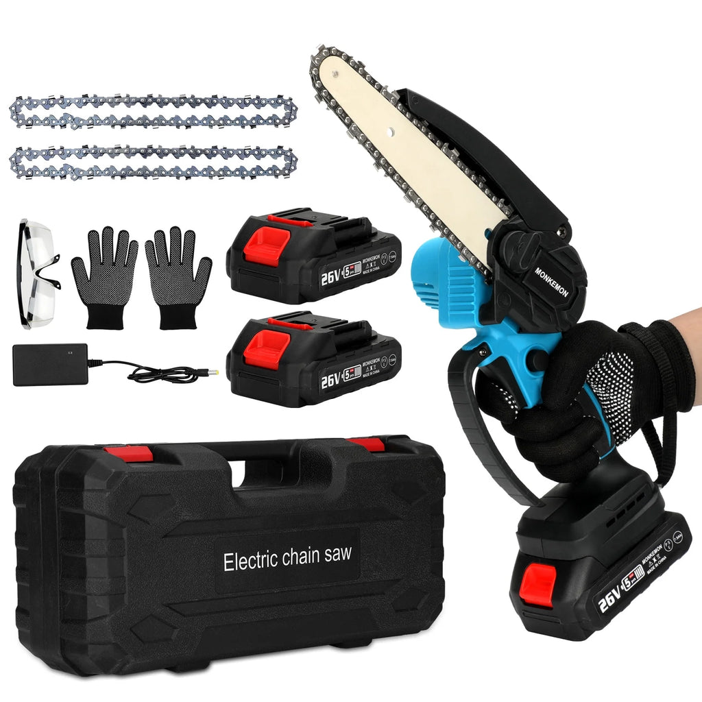 6-Inch Cordless Mini Chainsaw with 2 Batteries 2 Chains D37071