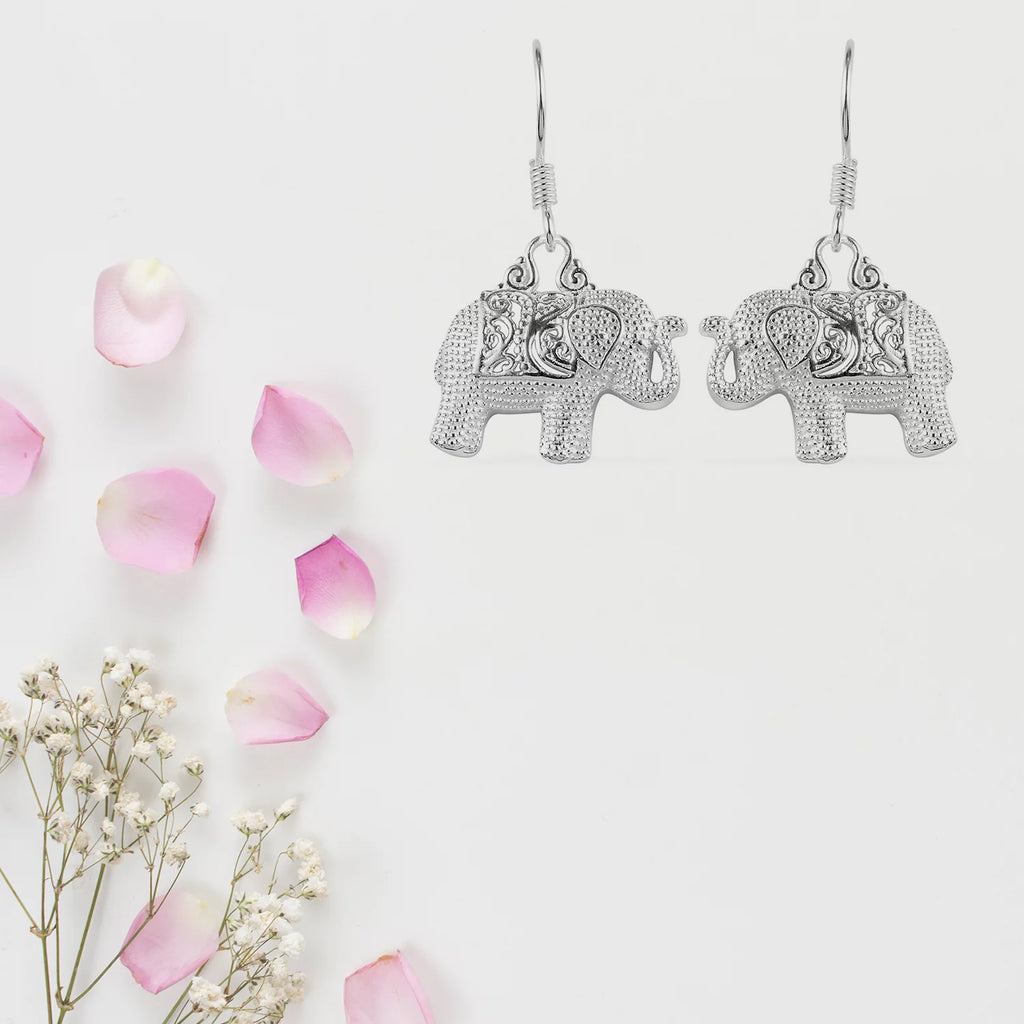 Sterling Silver Elephant Dangle Earrings P8934