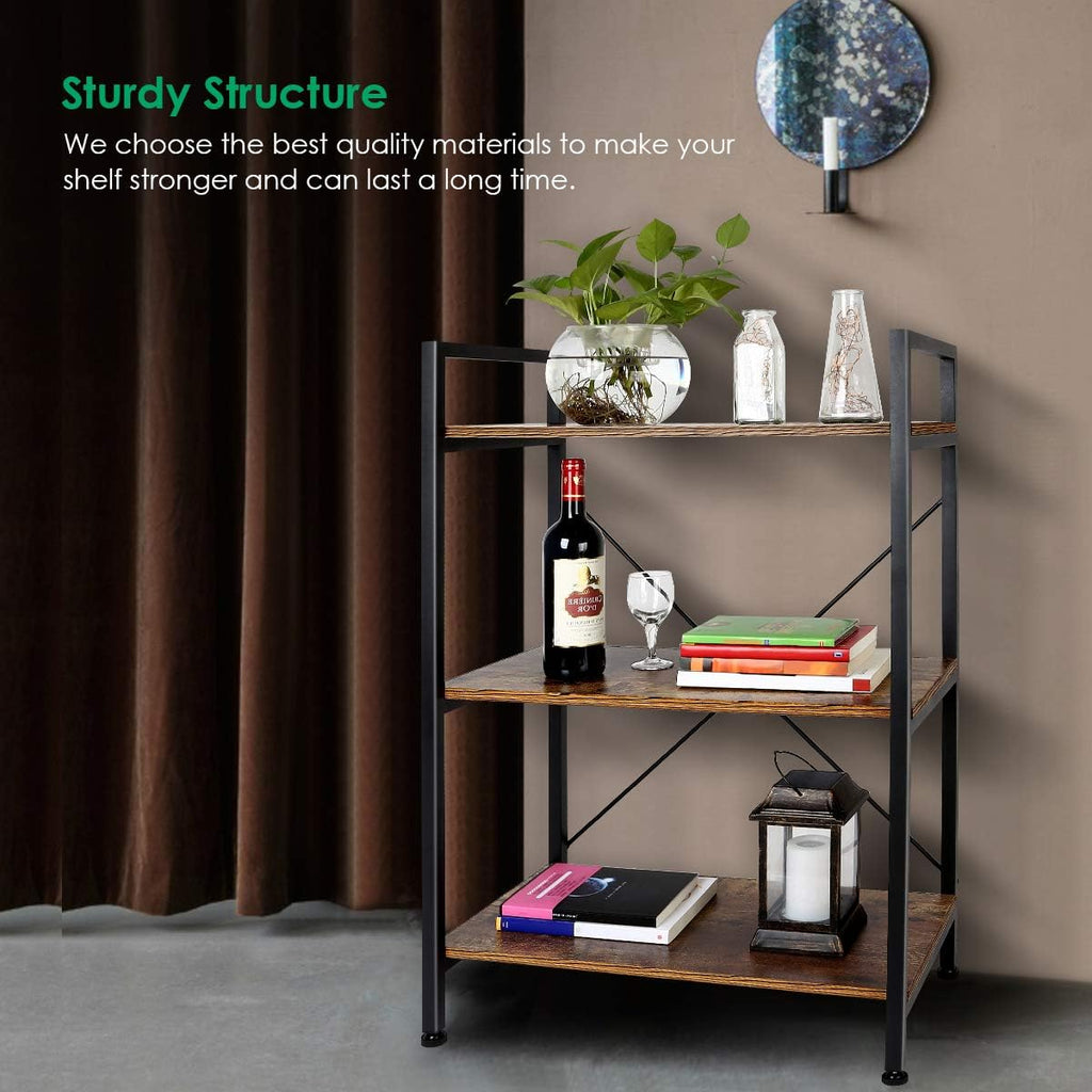 3-Tier Wood and Metal Bookshelf B89022
