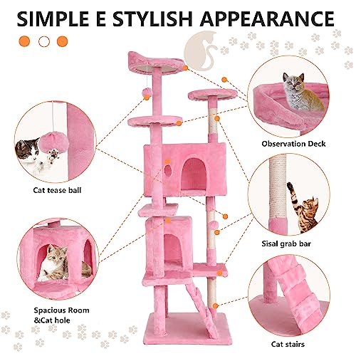 54" Dark Gray Cat Tree Tower Q415