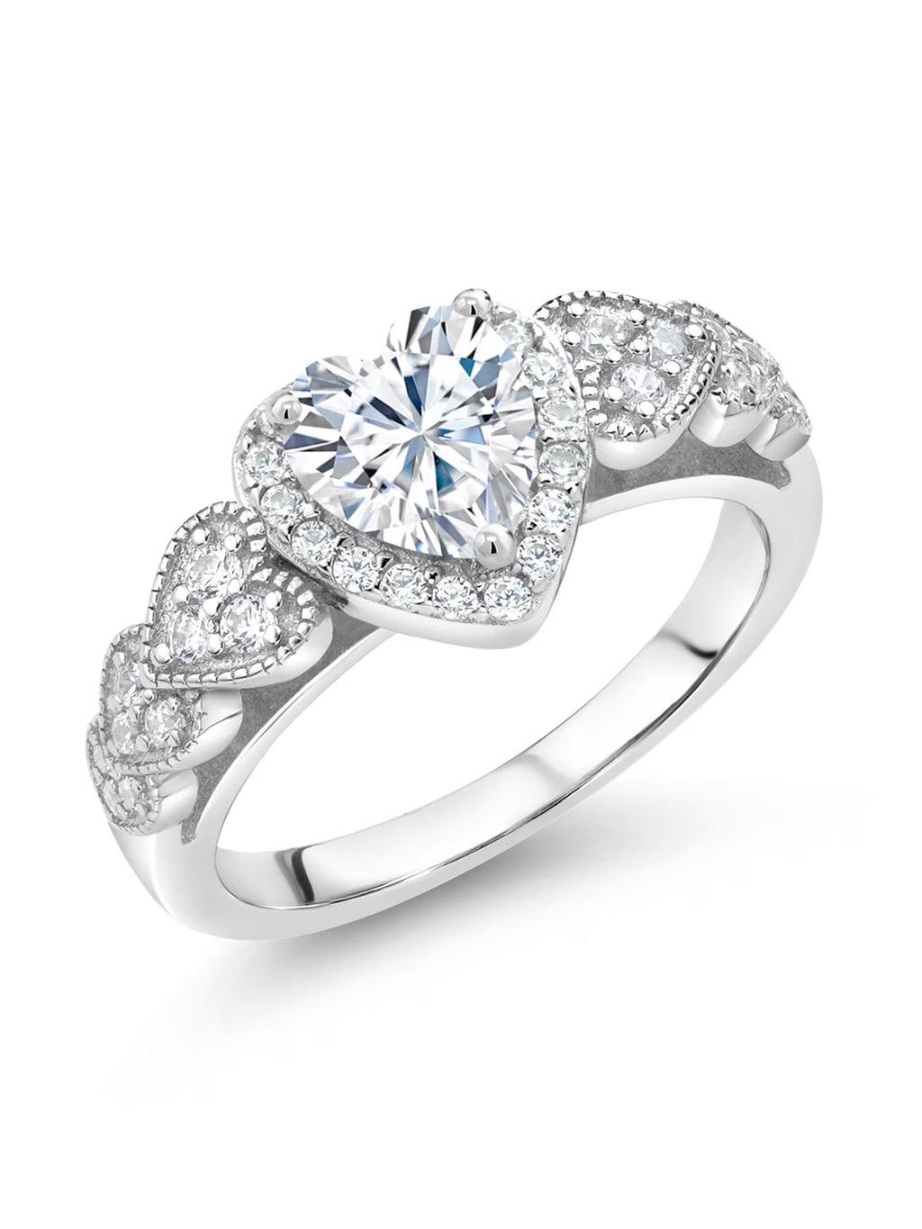 925 Sterling Silver White Moissanite Engagement Ring N1563