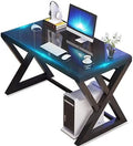 55.1'' Glass Top Metal Frame Computer Desk with Bookshelf W877