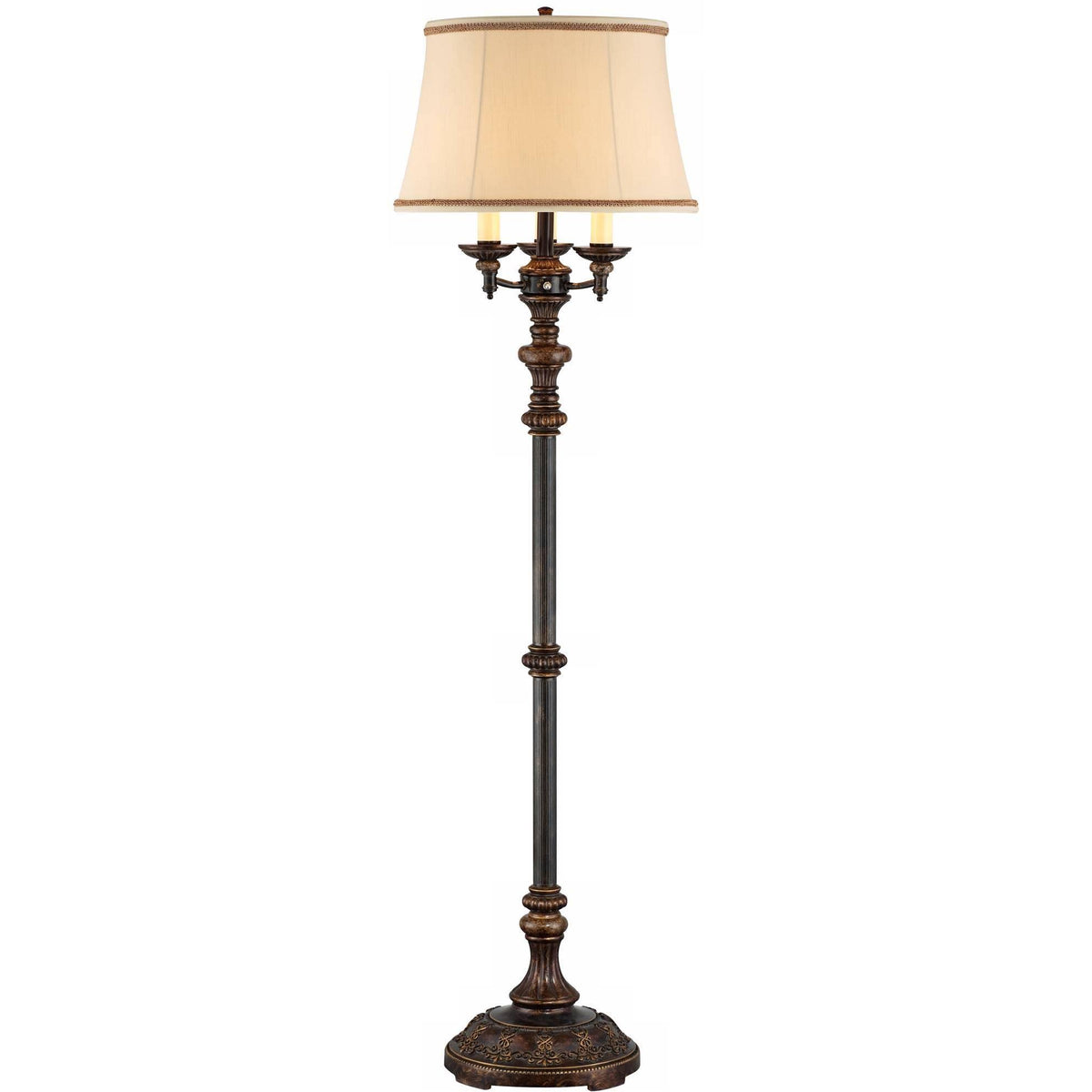 Traditional Floor Lamp 4-Light Italian Bronze Bell Shade N8036