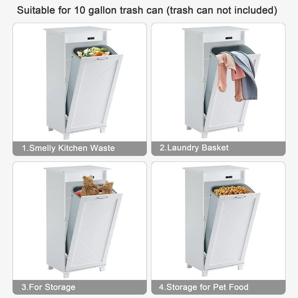 White Tilt Out Trash Can Cabinet G807757