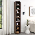 8-Tier Tall Narrow Media Tower Cabinet with Adjustable Shelves C6860