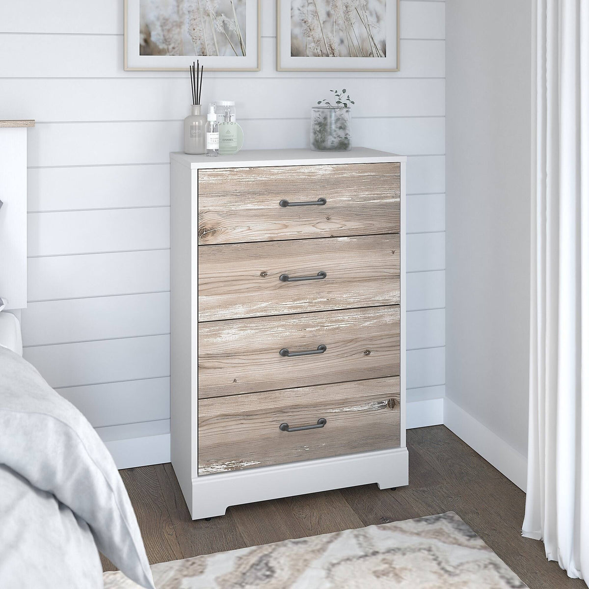 White Suede Oak Barnwood Chest of Drawers M1687