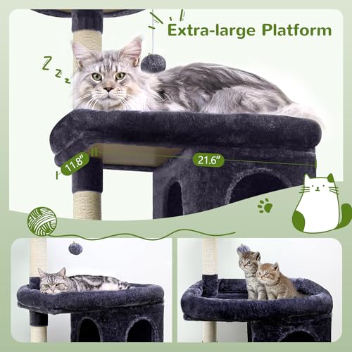 72in Dark Gray Cat Tree with 6 Scratching Posts F2236