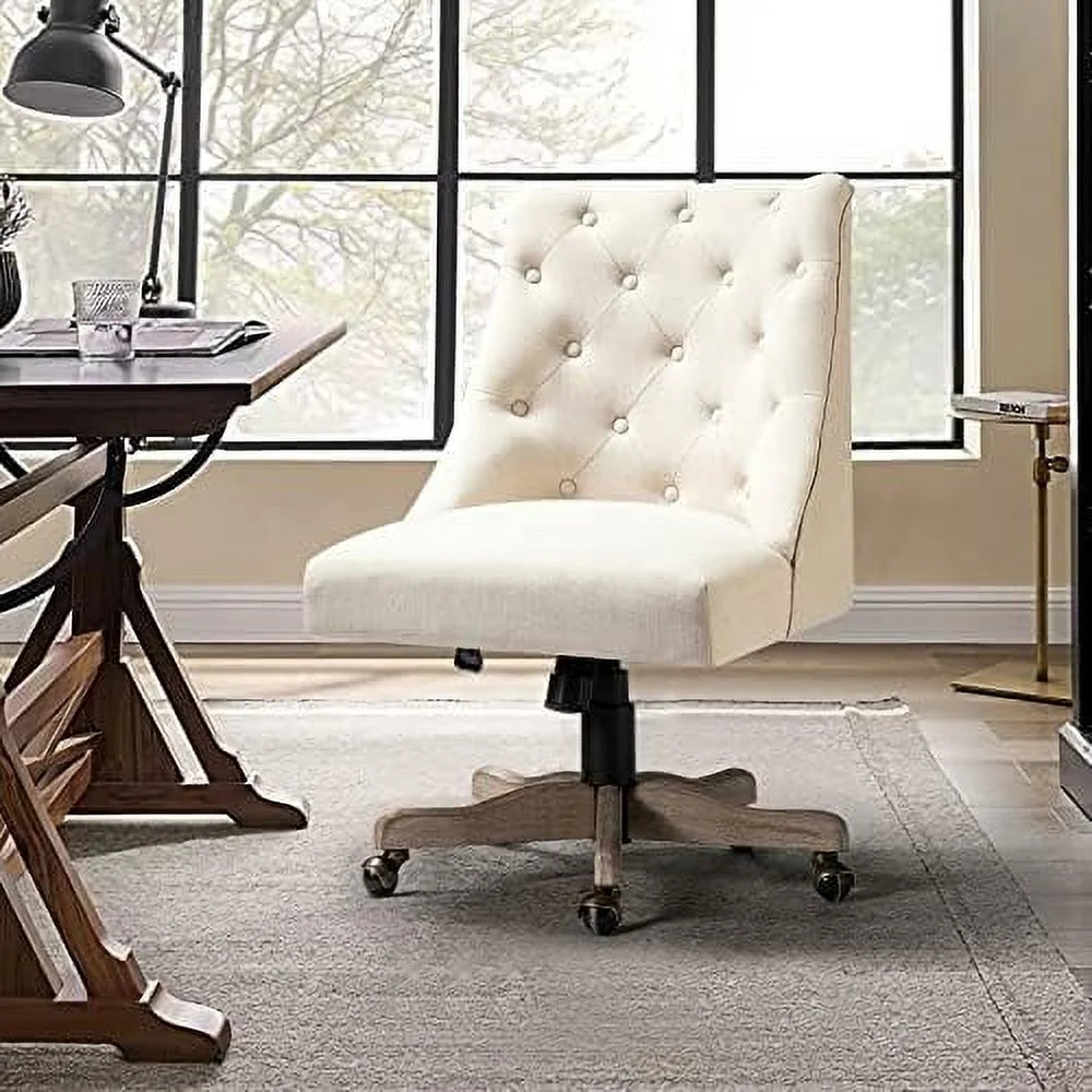 Beige Tufted Upholstered Armless Office Chair Q39564