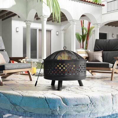 Red Steel Wood Burning Fire Pit I52811