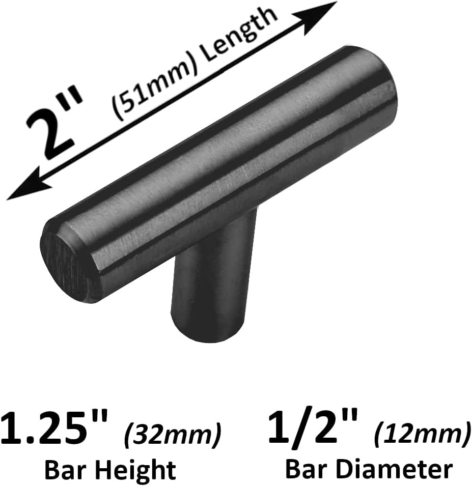 50-Pack Matte Black Round Bar Cabinet Pulls G284985