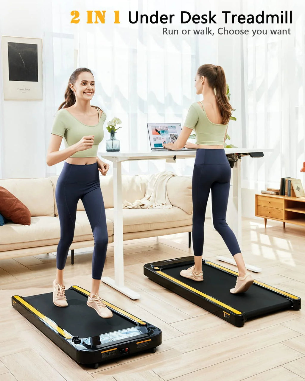 Under Desk Treadmill 2.25HP 265lb Weight Capacity Portable Walking Pad V392611