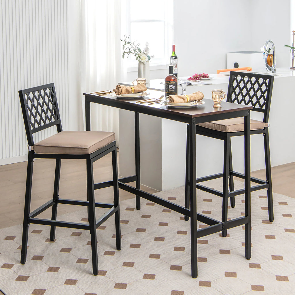 Set of 2 Metal Bar Stools with Cushion A34909