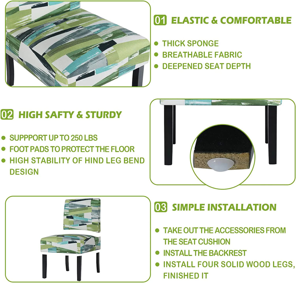 Green Fabric Armless Accent Chair U5122