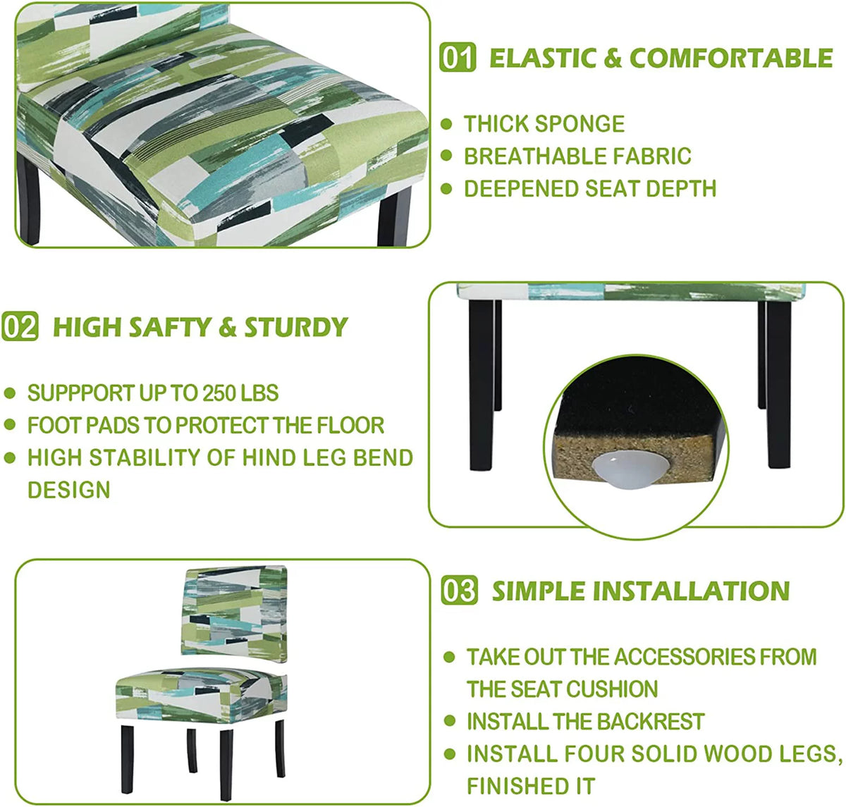 Green Fabric Armless Accent Chair U5122