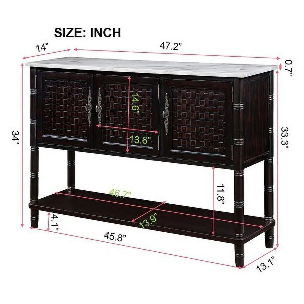 47'' Entryway Console Table with Storage and Open Shelf I430