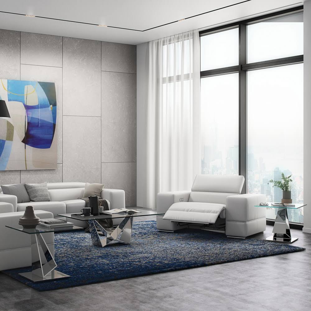 Clear Glass End Table with Polished Stainless Steel Base T59840