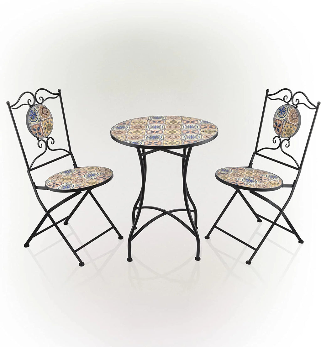 Multicolor Mediterranean Tile Design Table Chairs Patio Seating Z941