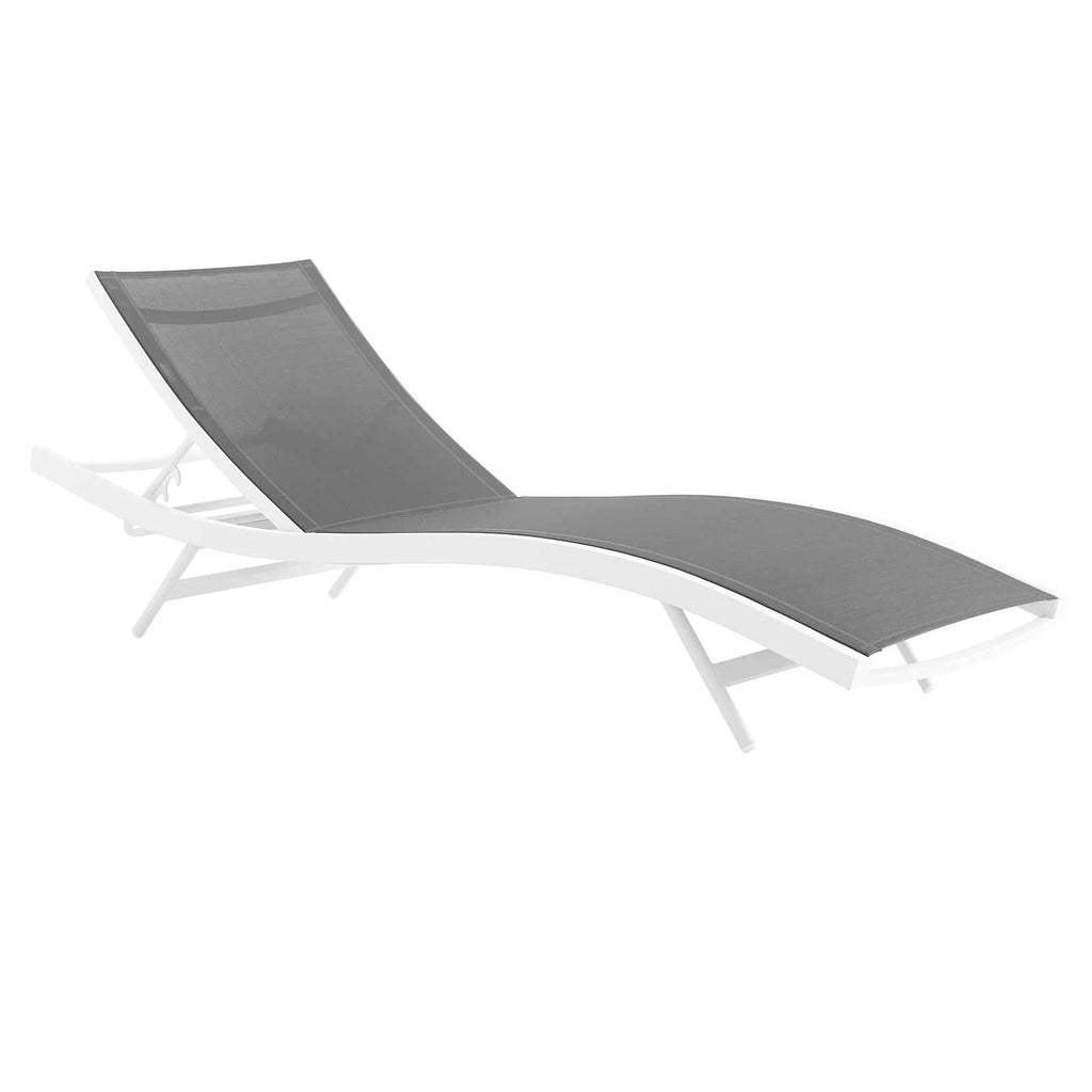White Gray Mesh Chaise Lounge Chair P958066