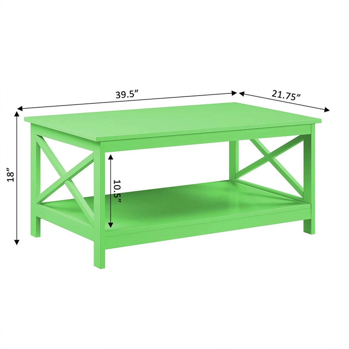 Lime Green Wood Coffee Table with Shelf M962285