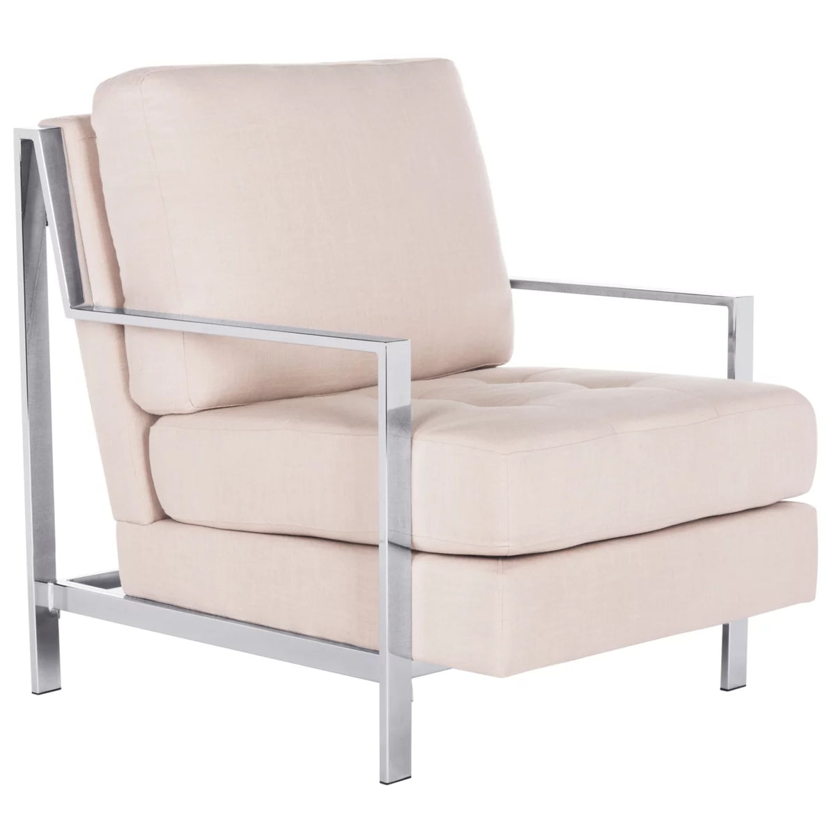 Beige Tufted Linen Accent Chair O4182