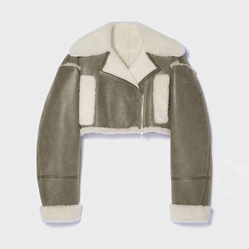 Faux Leather Sueded Aviator Jacket G1709