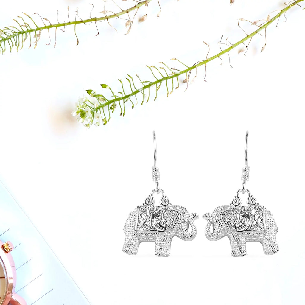 Sterling Silver Elephant Dangle Earrings P8934