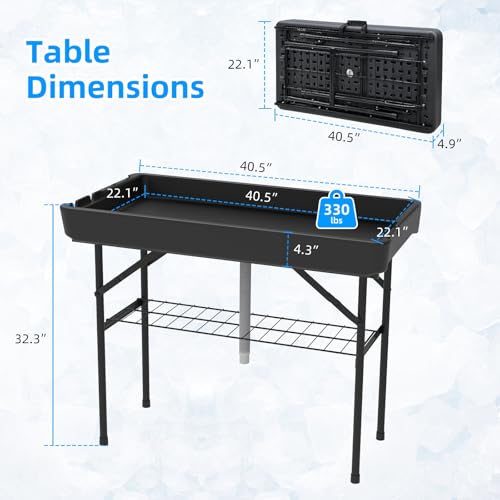 Folding Plastic Cooler Table with Drain Hose E361
