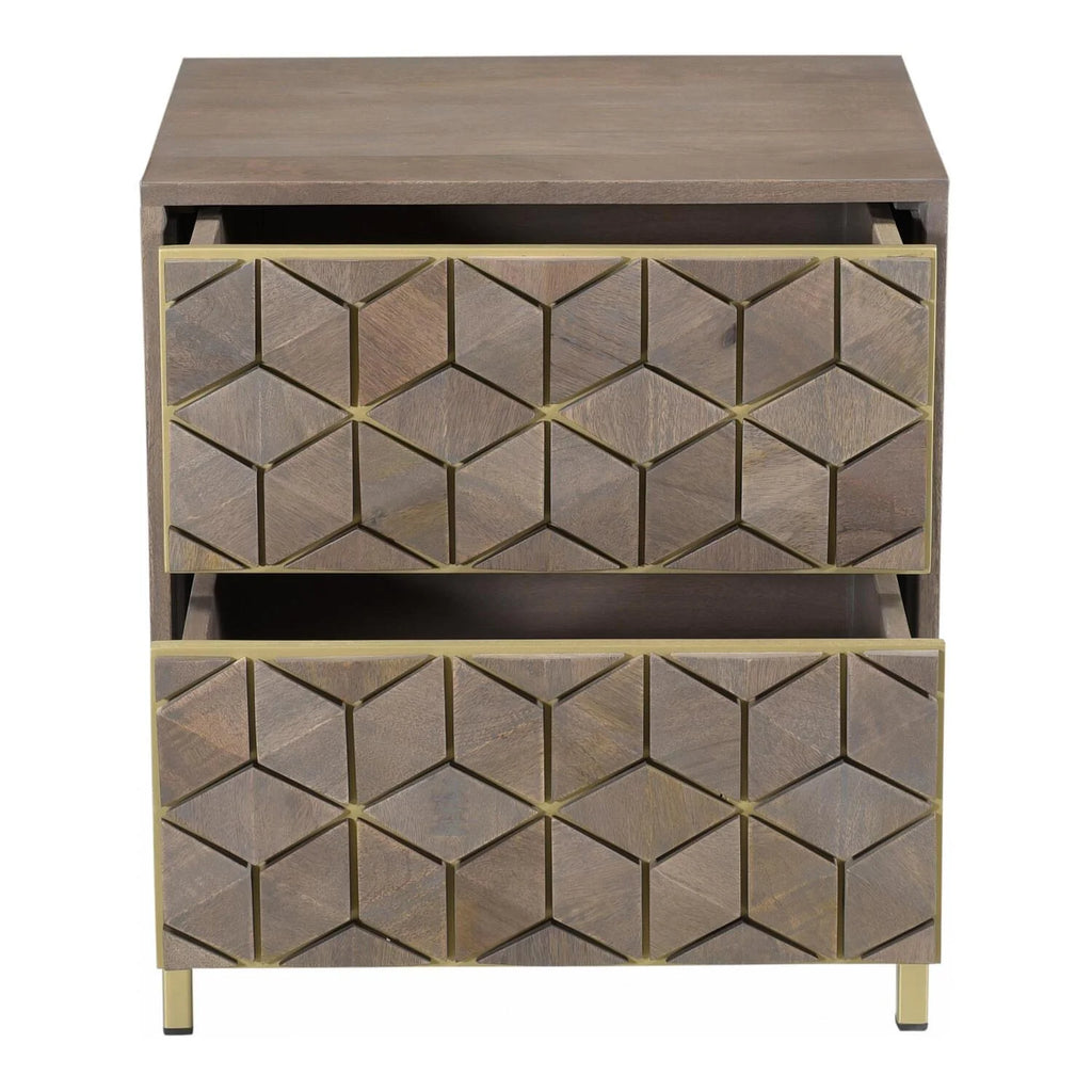 Gray 2-Drawer Wood Nightstand S80998