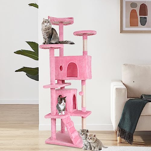 54" Dark Gray Cat Tree Tower Q415