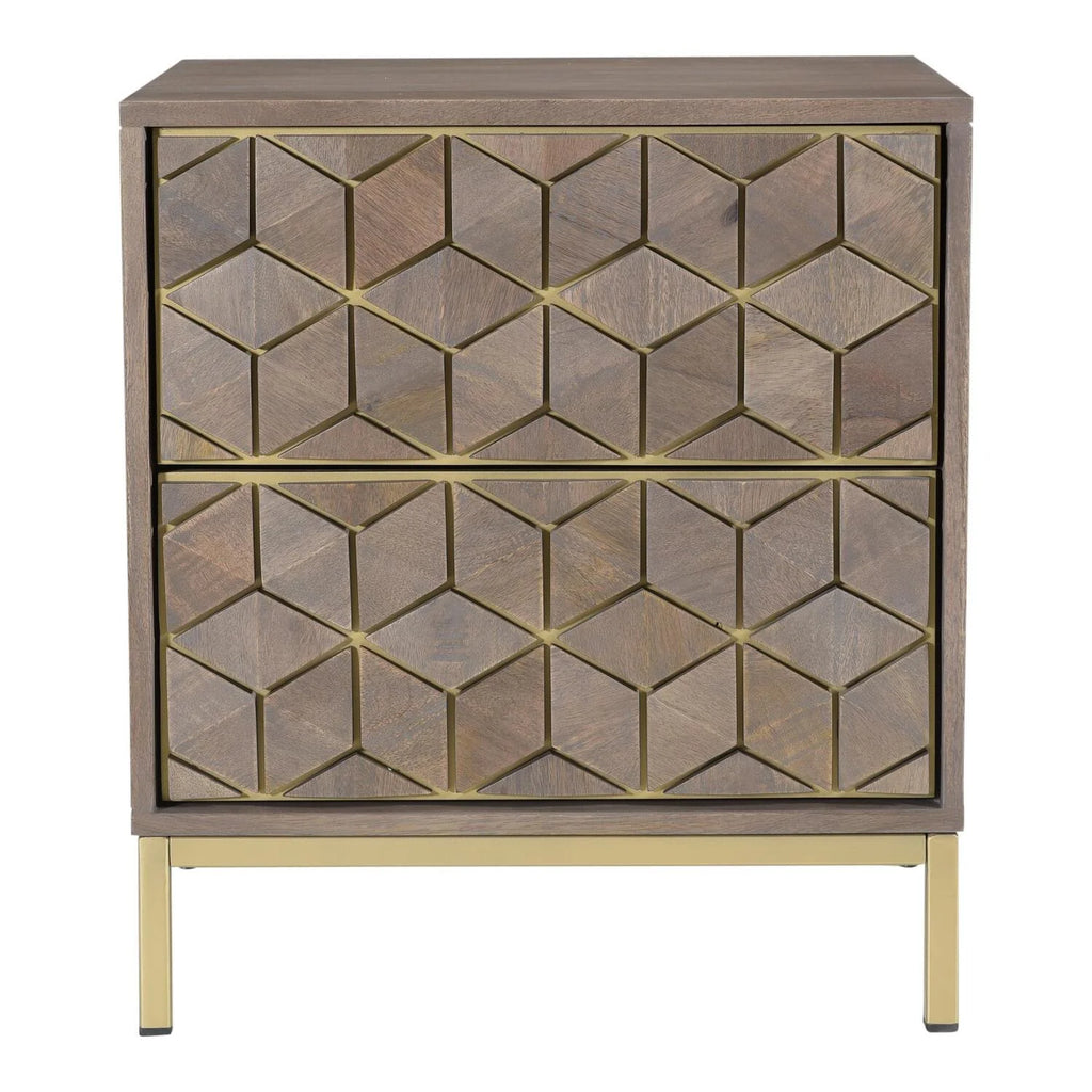Gray 2-Drawer Wood Nightstand S80998