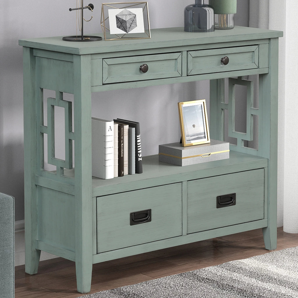 36'' Pine Wood Console Table with 4 Drawers C877737
