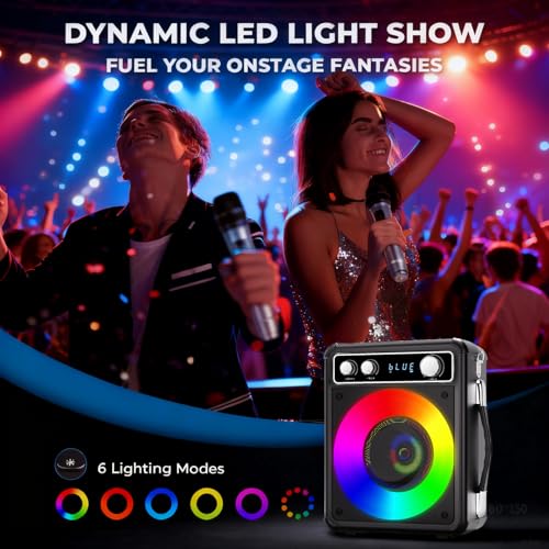 Portable Bluetooth Karaoke Speaker with 2 Wireless Microphones I6320