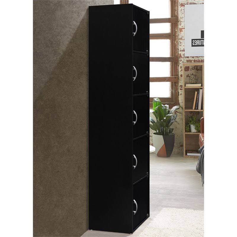 5 Shelf 5 Door Bookcase in Black I3078
