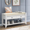 White Shoe Rack with Cushioned Seat and Drawers D99367