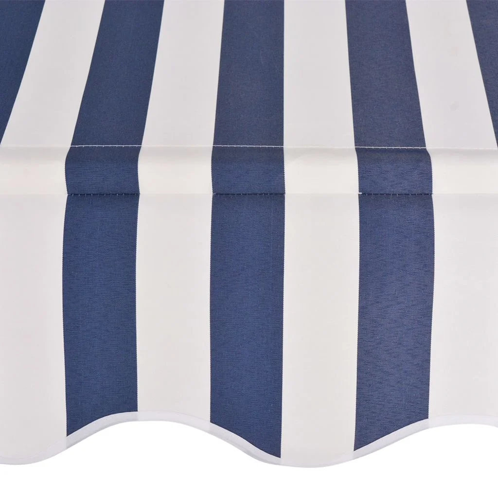 Manual Retractable Awning 137.8" Blue and White Stripes E9197