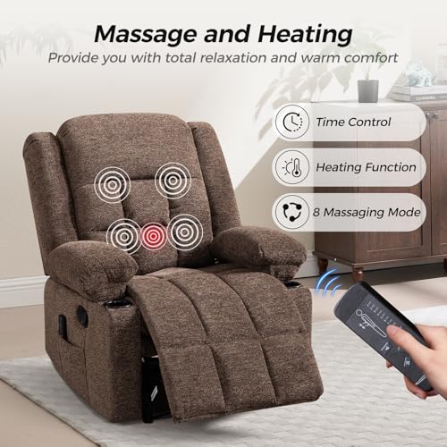 Brown Manual Recliner Chair with Massage and Heat X950