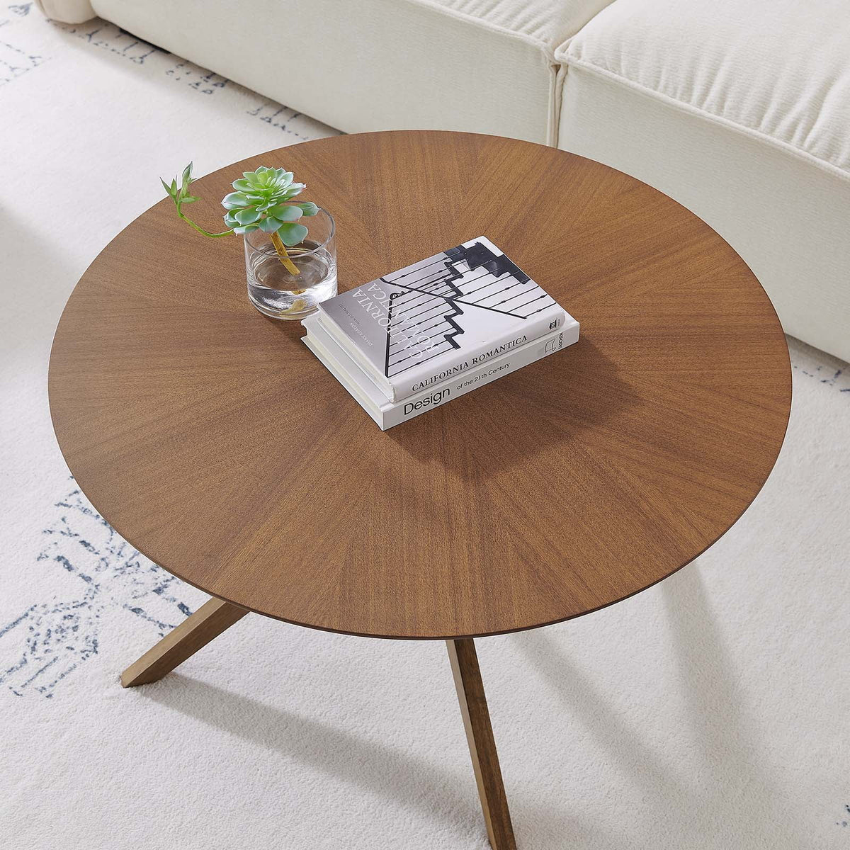 Round Wood Coffee Table in Walnut Z576