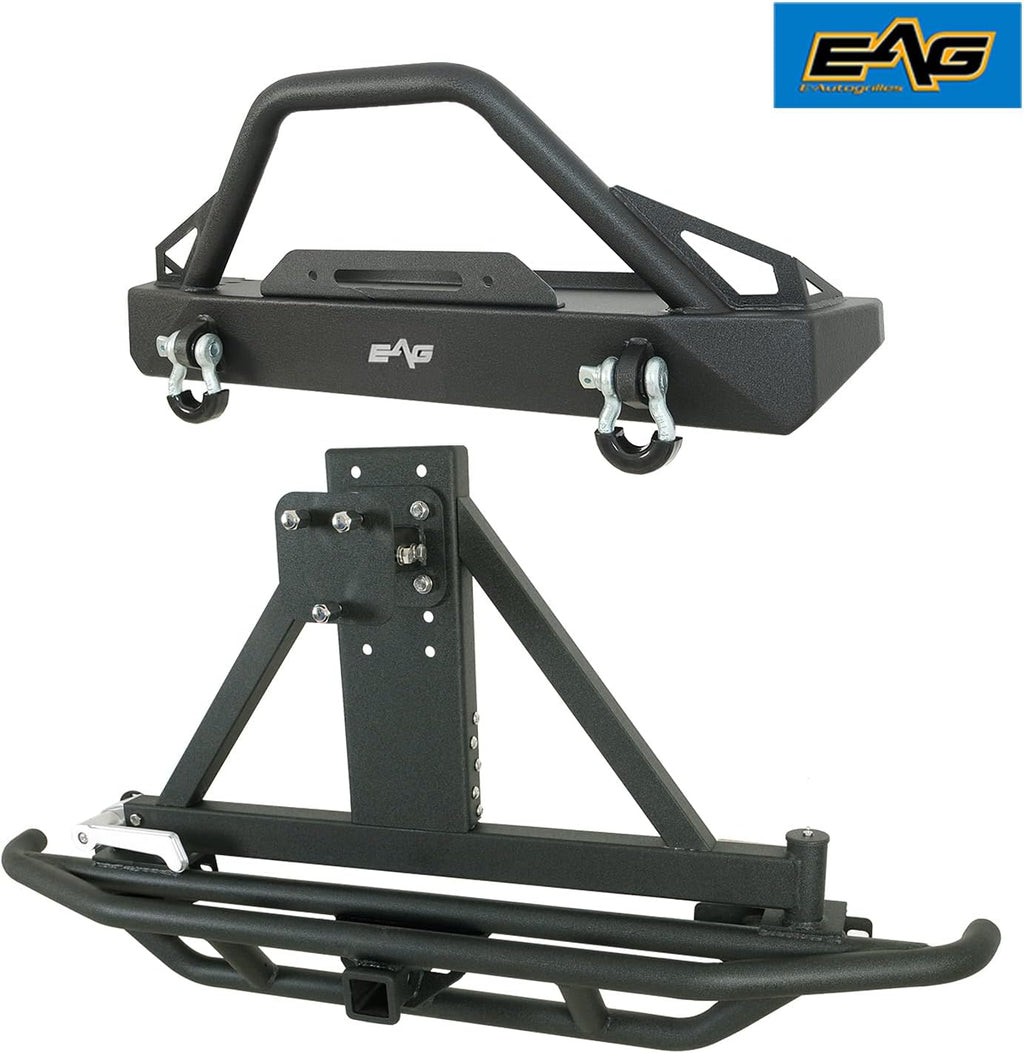 Front Winch Bumper and Tubular Rear Bumper with Assembled Tire Carrier E15065