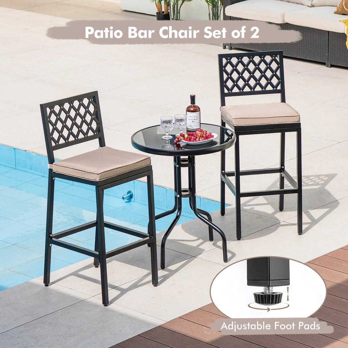 Set of 2 Metal Bar Stools with Cushion A34909