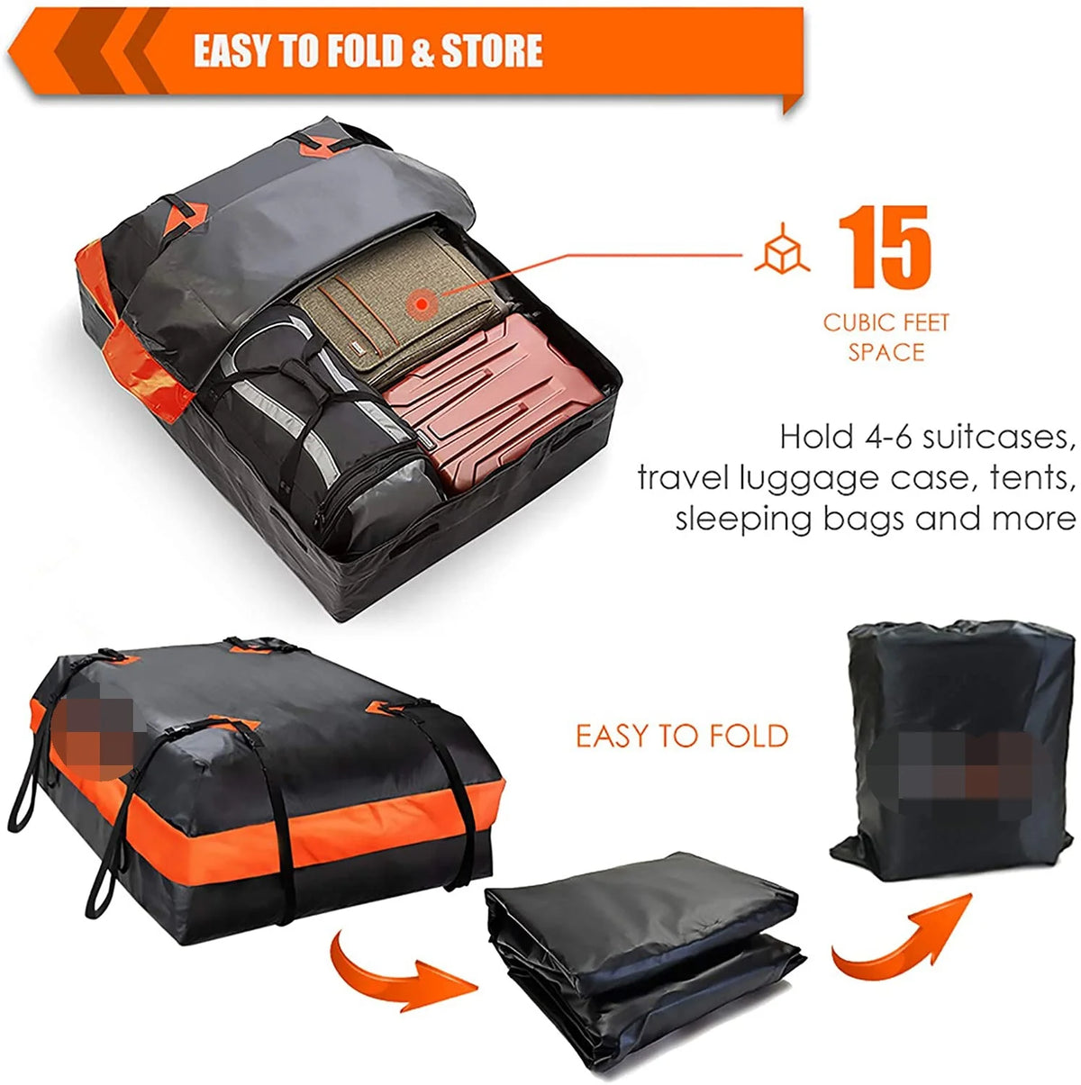 15 Cubic Feet Waterproof Roof Cargo Carrier Bag X9685