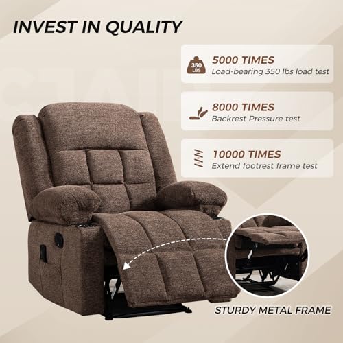 Brown Manual Recliner Chair with Massage and Heat X950