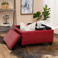Red Leather Storage Ottoman L580